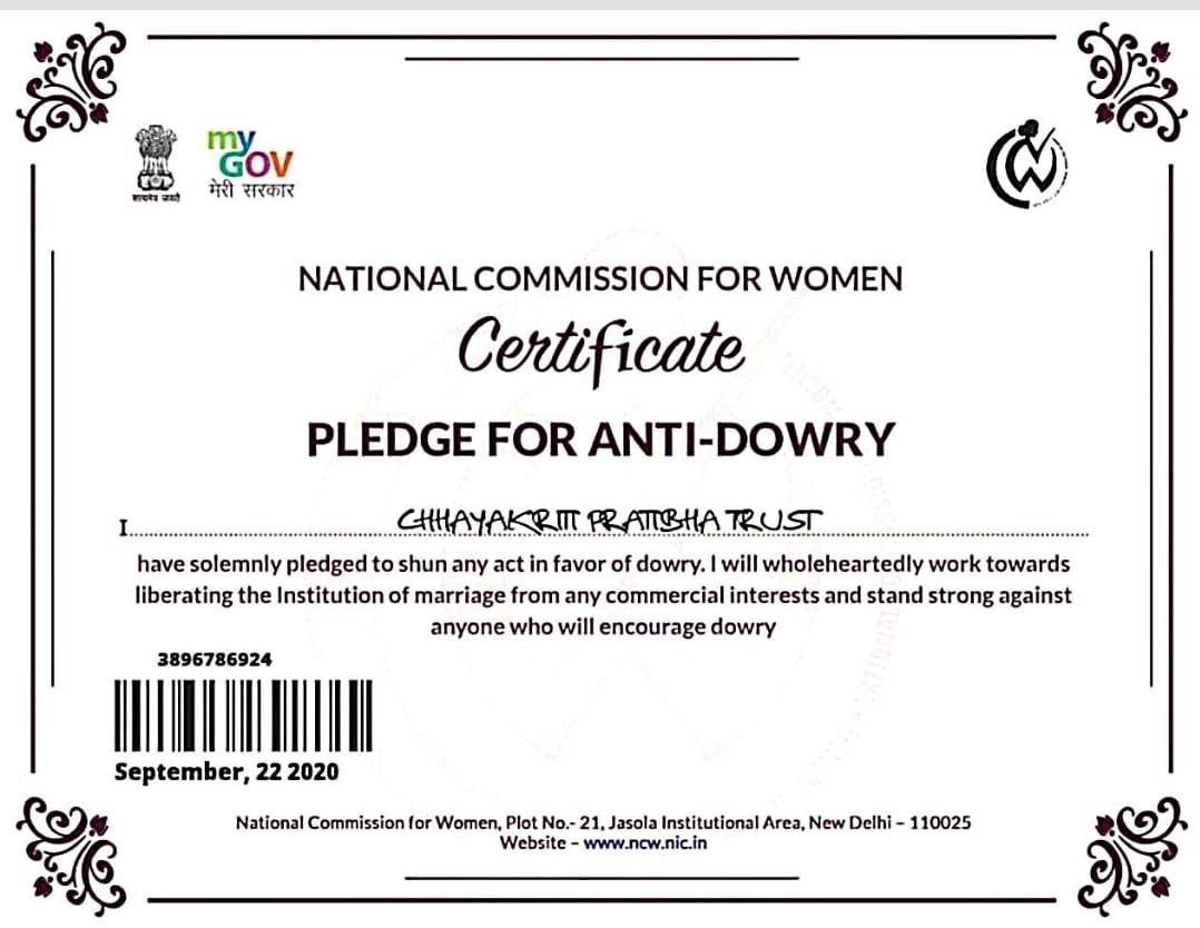 Pledge  For Anti- Dowry — Achievement | Chandigarh Chhaya School of Art