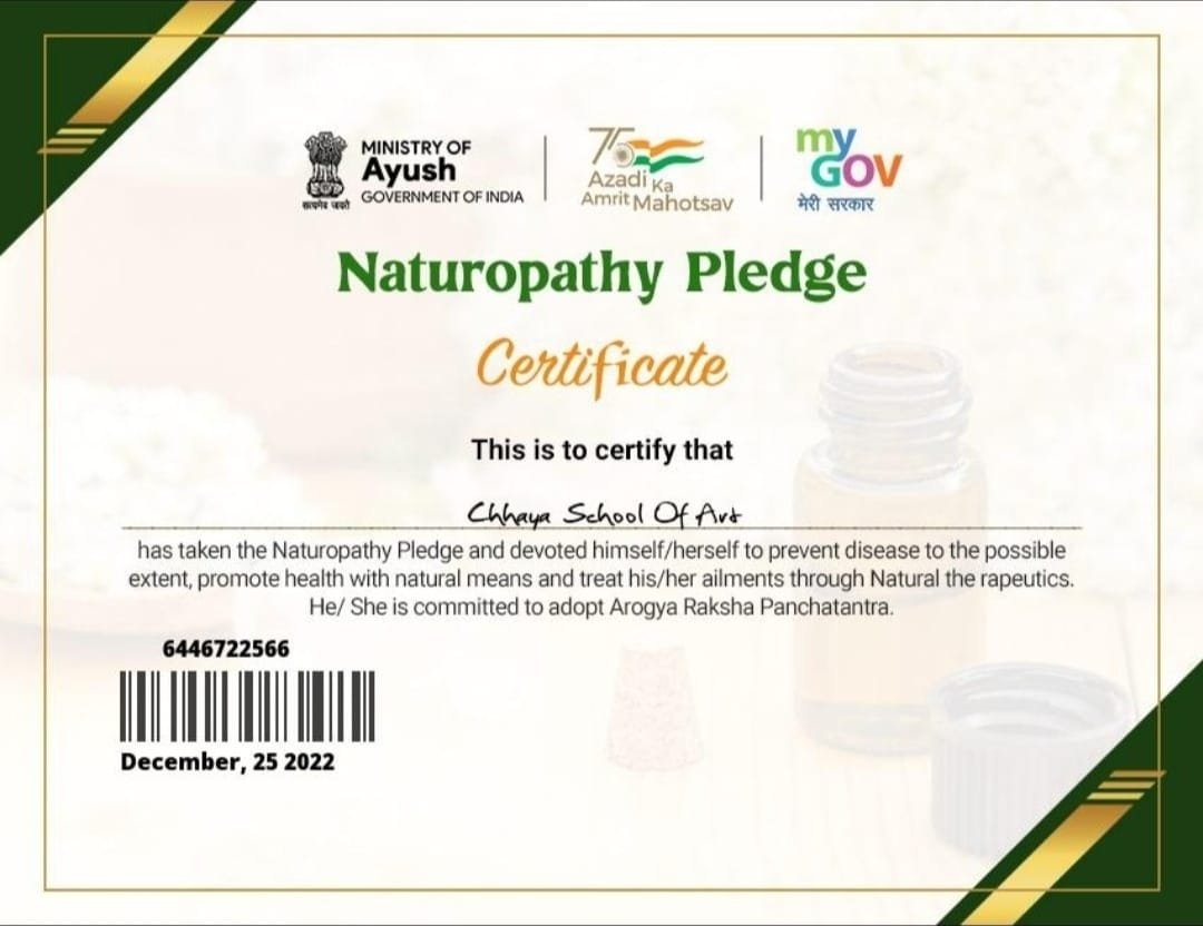 Naturopathy Pledge — Achievement | Chandigarh Chhaya School of Art