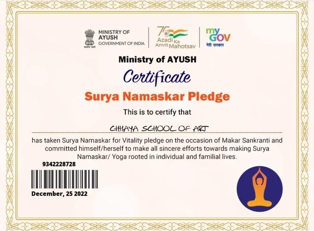 Surya Namskar PLedge — Achievement | Chandigarh Chhaya School of Art